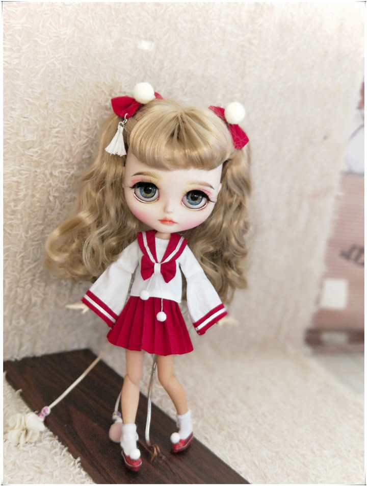Japanese For Lifestyle - 2ピース/セットファッションプリーツスカート和風学校均一セーラースーツのためのブライスkurhn 1/6人形アクセサリー