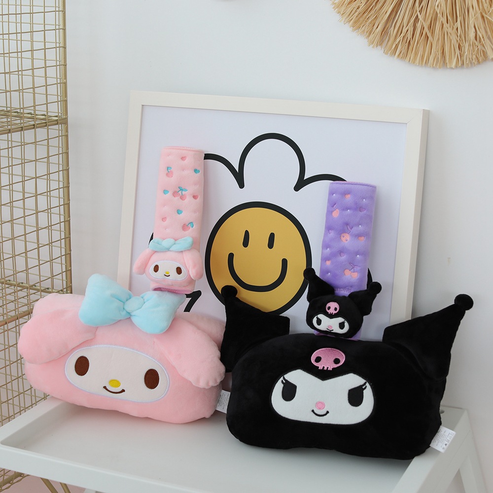 Japanese Lifestyle Goods - かわいいクロミ車のヘッドレスト安全シートベルトカバー和風バッククッションぬいぐるみマイメロディサンリオ漫画車の装飾ギフト