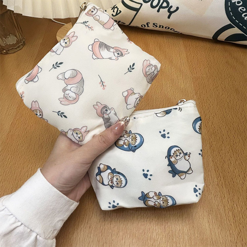 Japanese Lifestyle Goods - 和風モフサンドサメ猫メイクアップバッグ漫画キャンバス収納バッグ旅行ポータブル雑貨収納バッグ友人ギフト
