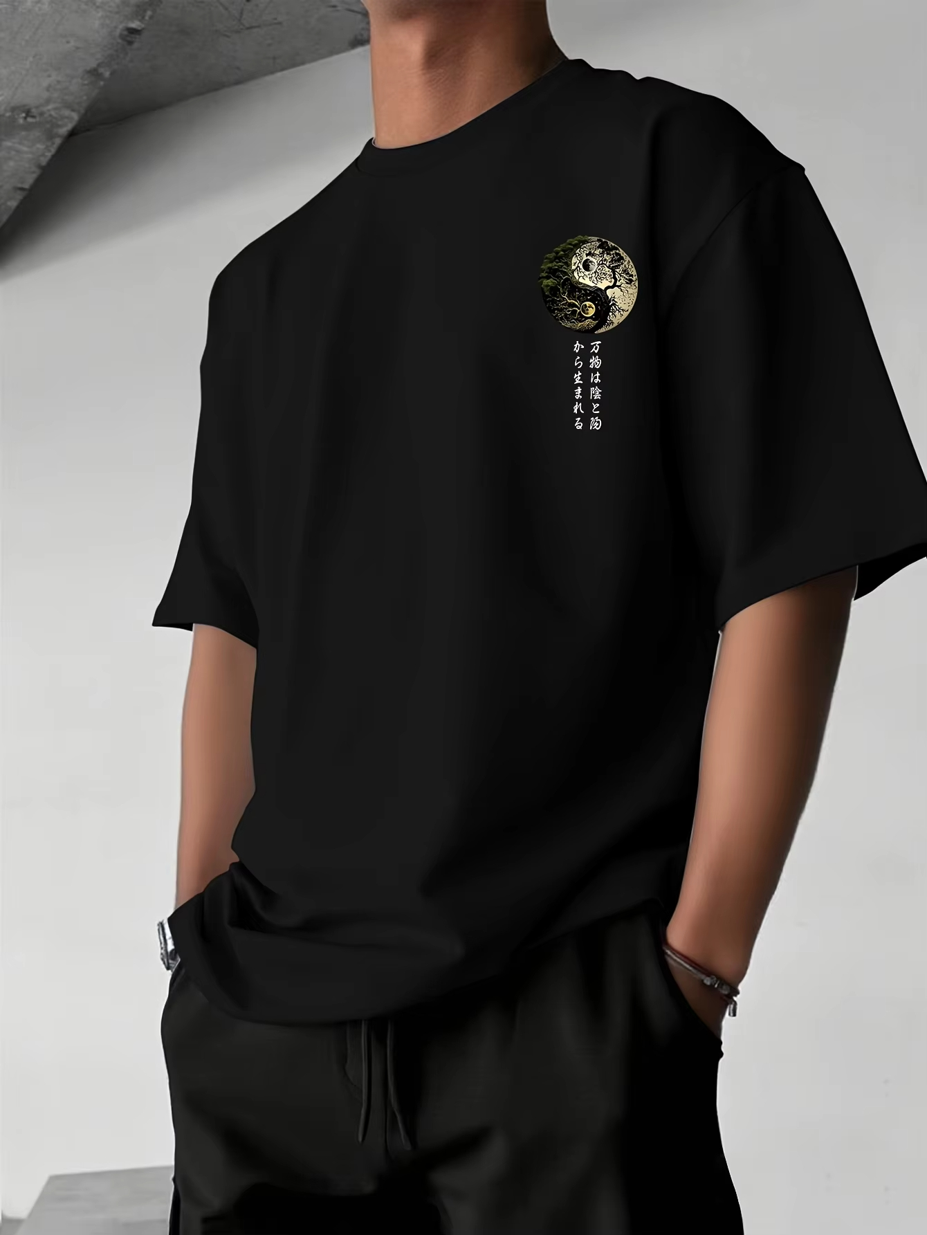 陰陽生命の樹日本書道グラフィック Tシャツメンズ通気性コット - Japanese Lifestyle Shop のレビューと価格