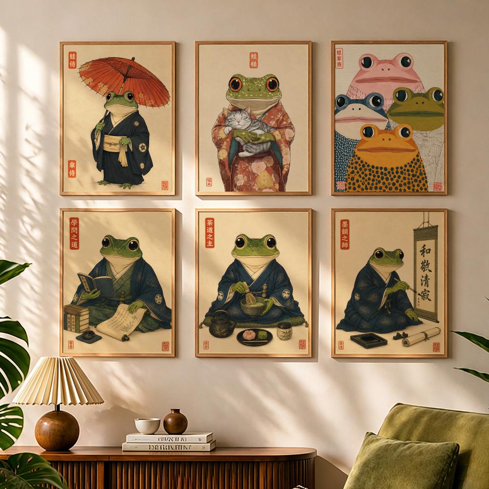 文化的な日本のカエルの生活スタイル絵画書道キャンバスポスター - Japanese For Lifestyle のレビューと価格