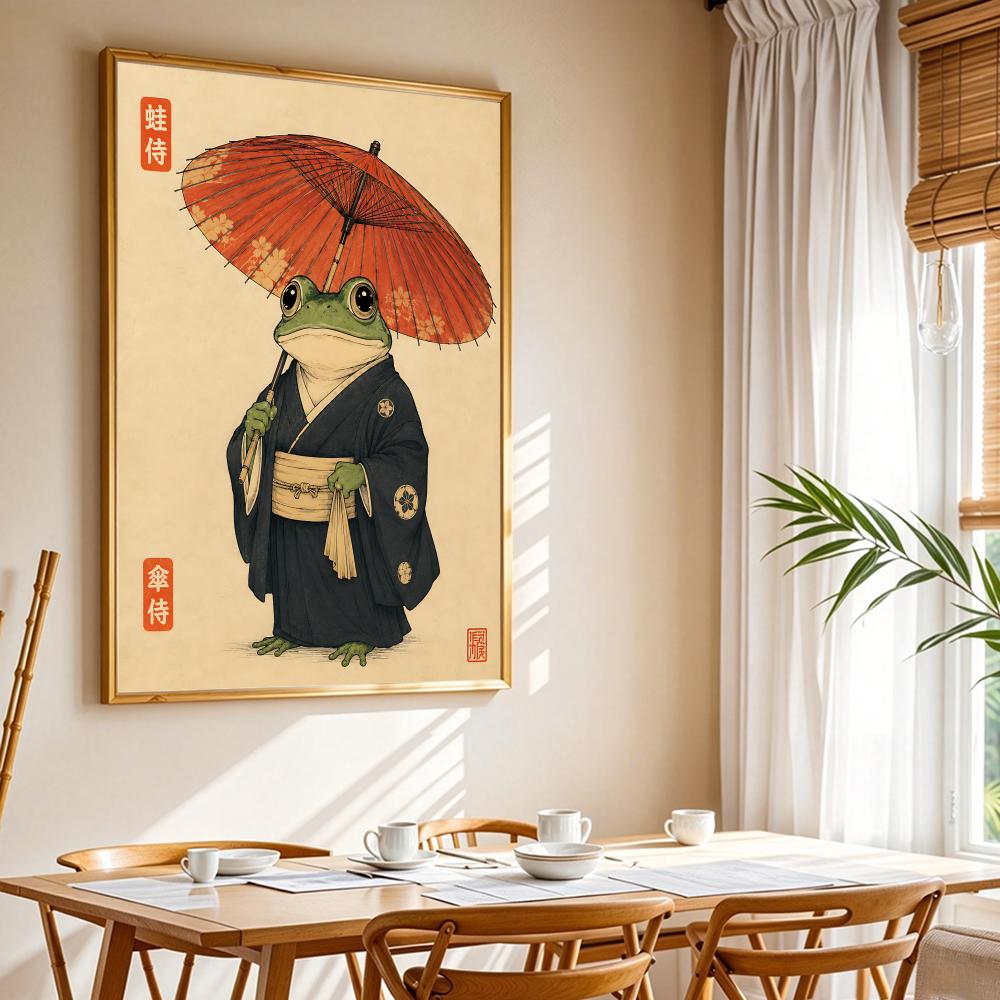 文化的な日本のカエルの生活スタイル絵画書道キャンバスポスター - Japanese For Lifestyle のレビューと価格