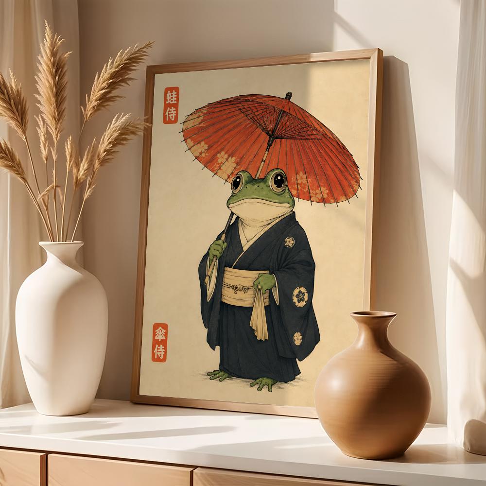 文化的な日本のカエルの生活スタイル絵画書道キャンバスポスター - Japanese For Lifestyle のレビューと価格