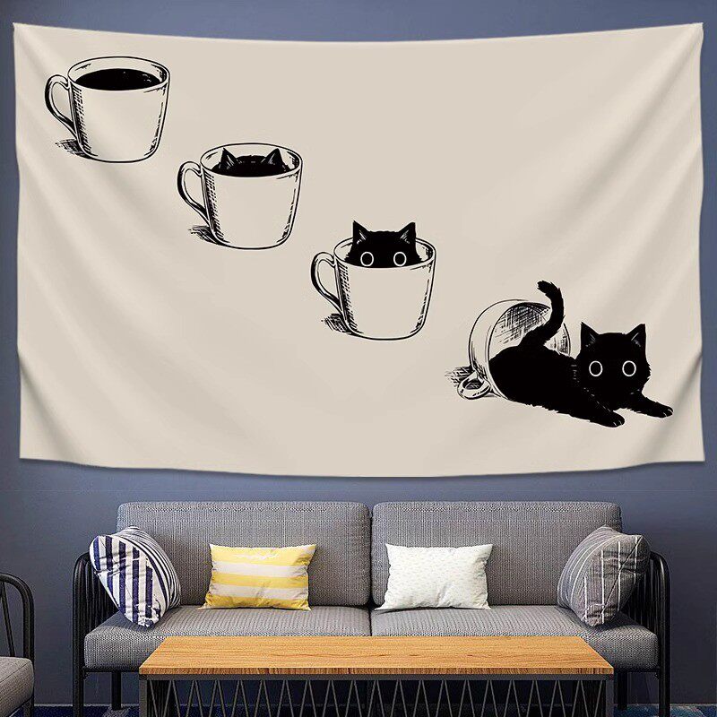 VIKAMA 北欧スタイルのタペストリー ミニマリスト猫壁掛 - Japanese Lifestyle Goods のレビューと価格